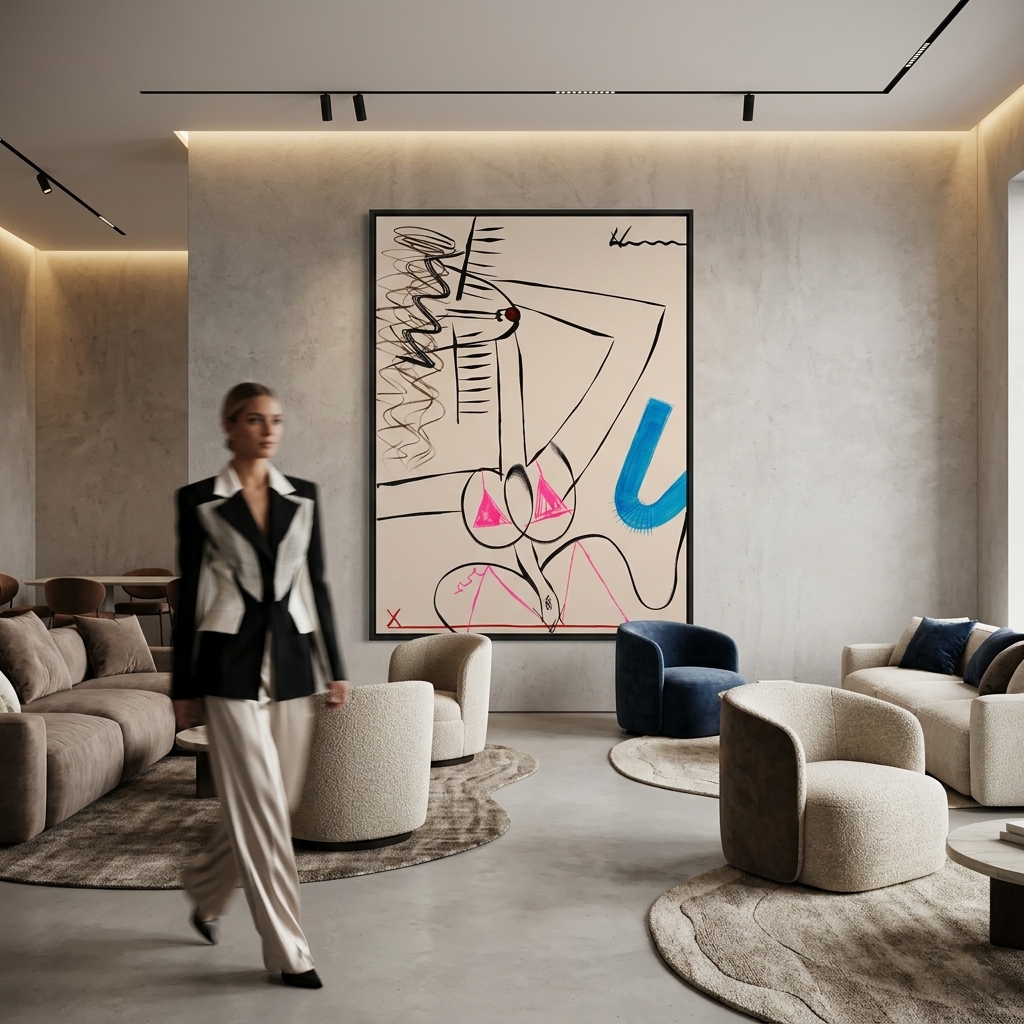 Pink String by original contemporary painter Mr. Normal, mr. normal, featuring high-end Mr. Normal Art, mr normal art, designed by Mr. Normal Artist, mr normal artist